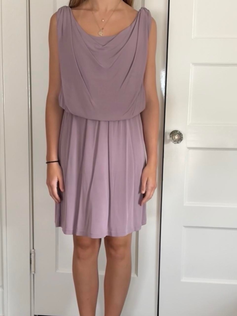 Halston Heritage Lilac Cowl Neck Sleeveless Mini Dress